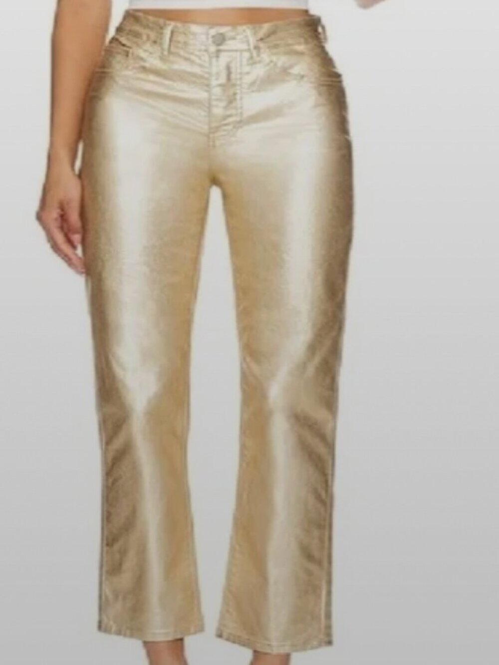 Superdown Gold Ankle Cropped Jeans
